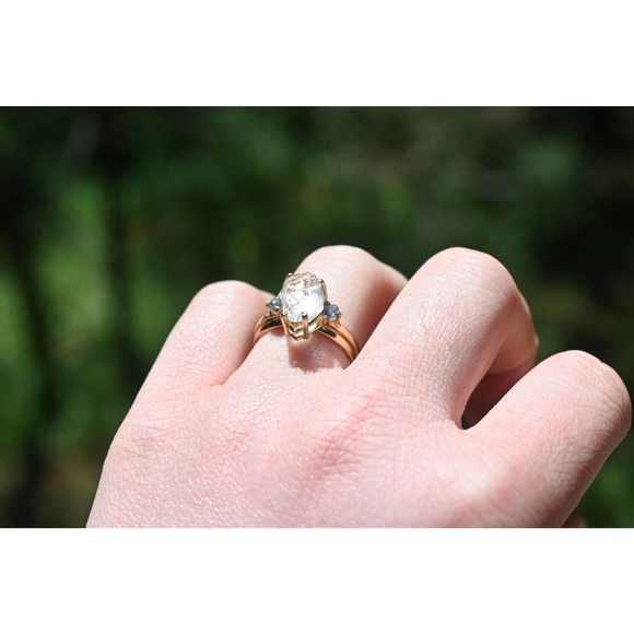 Sapphire Engagement Ring Raw stone Wedding Ring Set Size 3 4 5 6 7 8 9 1… - Picture 2 of 6